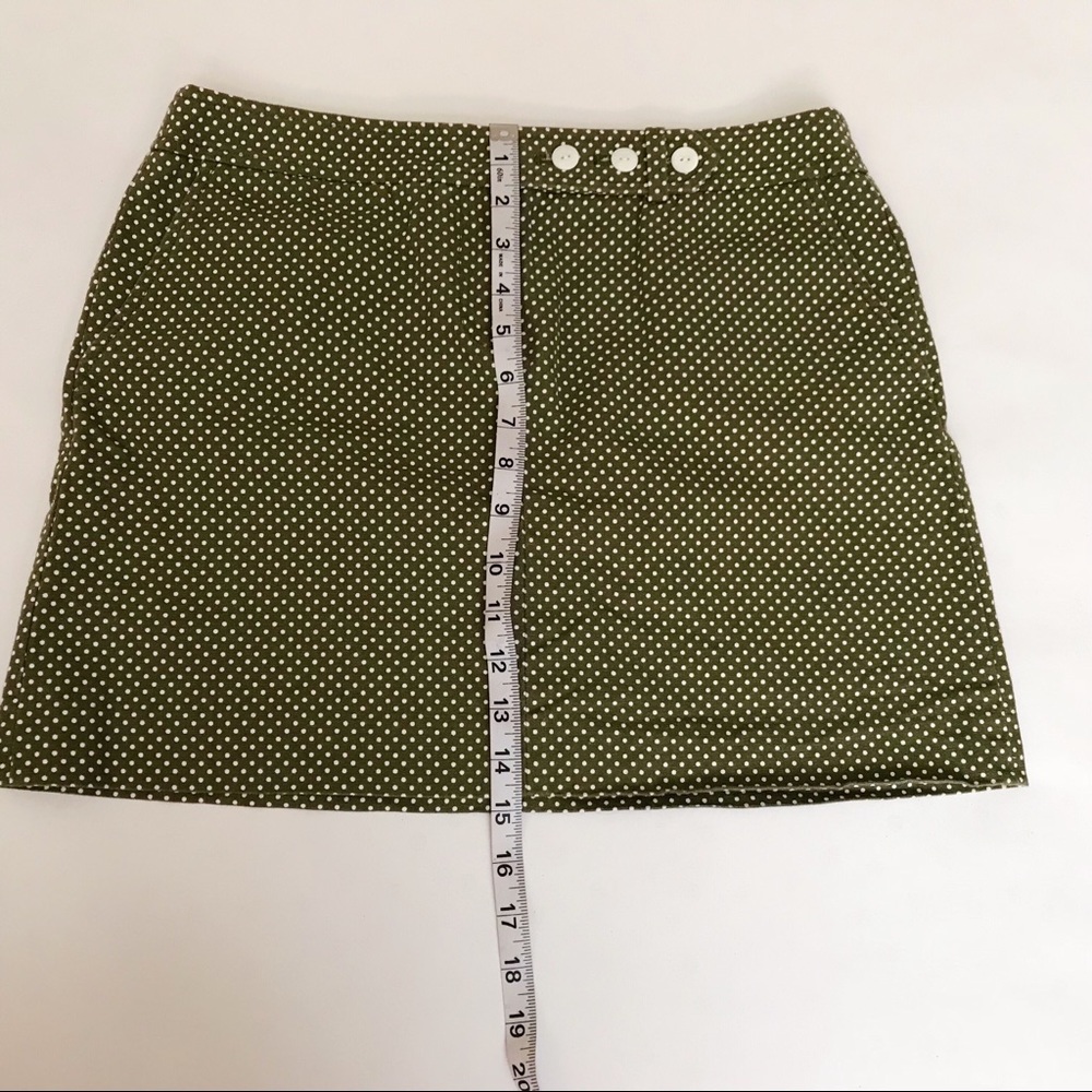 J Crew Skirt Polka Dot Dark Green White 6 Mini - Picture 7 of 8